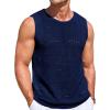 Runcati Mens Knitted Tank Tops Casual Sleeveless Hollow Out Crochet T-Shirts Muscle Summer Beach Hippie Shirts(Navy)