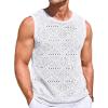 Runcati Mens Knitted Tank Tops Casual Sleeveless Hollow Out Crochet T-Shirts Muscle Summer Beach Hippie Shirts(White)