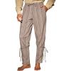 Runcati Mens Medieval Ankle Pants Renaissance Viking Navigator Pirate Pants Lace Up Striped Halloween Costume Trousers(Khaki)