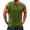 Runcati Mens Muscle Tank Tops Sleeveless Workout Gym Slim Fit Henley Shirt Casual Basic Summer Beach Tops(Army Green)