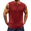 Runcati Mens Muscle Tank Tops Sleeveless Workout Gym Slim Fit Henley Shirt Casual Basic Summer Beach Tops(Burgundy)
