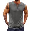 Runcati Mens Muscle Tank Tops Sleeveless Workout Gym Slim Fit Henley Shirt Casual Basic Summer Beach Tops(Dark Grey)