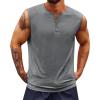 Runcati Mens Muscle Tank Tops Sleeveless Workout Gym Slim Fit Henley Shirt Casual Basic Summer Beach Tops(Grey)