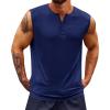 Runcati Mens Muscle Tank Tops Sleeveless Workout Gym Slim Fit Henley Shirt Casual Basic Summer Beach Tops(Navy)