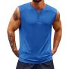 Runcati Mens Muscle Tank Tops Sleeveless Workout Gym Slim Fit Henley Shirt Casual Basic Summer Beach Tops(Royal Blue)
