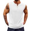 Runcati Mens Muscle Tank Tops Sleeveless Workout Gym Slim Fit Henley Shirt Casual Basic Summer Beach Tops(White)