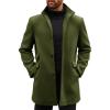 Runcati Mens Pea Coats Single Breasted Stand Collar Casual Slim Fit Trench Coat Mid Long Winter Overcoat with Pockets(Army Green)