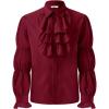 Runcati Mens Pirate Shirt Ruffle Victorian Renaissance Vampire Poet Puffy Shirts Gothic Steampunk Medieval Costume(Burgundy)