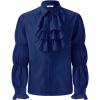 Runcati Mens Pirate Shirt Ruffle Victorian Renaissance Vampire Poet Puffy Shirts Gothic Steampunk Medieval Costume(Navy)