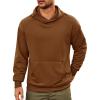 Runcati Mens Pullover Hoodies Long Sleeve Casual Lightweight Fashion Hooded Sweatshirt with Kanga Pockets(Brown)