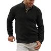 Runcati Mens Quarter Zip Pullover Sweater Casual Mock Neck Slim Fit Checkered Knitted Polo Sweaters(Black)