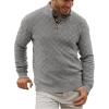 Runcati Mens Quarter Zip Pullover Sweater Casual Mock Neck Slim Fit Checkered Knitted Polo Sweaters(Grey)