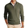 Runcati Mens Quarter-Zip Pullover Sweater Casual Mock Neck Winter Warm Ribbed Polo Sweaters(Army Green)