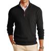 Runcati Mens Quarter-Zip Pullover Sweater Casual Mock Neck Winter Warm Ribbed Polo Sweaters(Black)