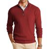 Runcati Mens Quarter-Zip Pullover Sweater Casual Mock Neck Winter Warm Ribbed Polo Sweaters(Wine Red)
