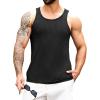 Runcati Mens Ribbed Knit Tank Top Cotton Sleeveless Shirts Summer Beach Workout Muscle Undershirt(Black)