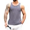 Runcati Mens Ribbed Knit Tank Top Cotton Sleeveless Shirts Summer Beach Workout Muscle Undershirt(Grey)