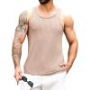 Runcati Mens Ribbed Knit Tank Top Cotton Sleeveless Shirts Summer Beach Workout Muscle Undershirt(Khaki)