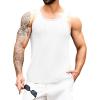 Runcati Mens Ribbed Knit Tank Top Cotton Sleeveless Shirts Summer Beach Workout Muscle Undershirt(White)