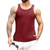 Runcati Mens Ribbed Knit Tank Top Cotton Sleeveless Shirts Summer Beach Workout Muscle Undershirt(Wine Red)