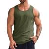 Runcati Men’s Ribbed Tank Tops Knit Sleeveless Workout T Shirt Muscle Gym Fitness Tee(Army Green)