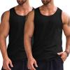Runcati Men’s Ribbed Tank Tops Knit Sleeveless Workout T Shirt Muscle Gym Fitness Tee(Black/Black)