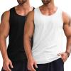Runcati Men’s Ribbed Tank Tops Knit Sleeveless Workout T Shirt Muscle Gym Fitness Tee(Black/White)