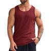 Runcati Men’s Ribbed Tank Tops Knit Sleeveless Workout T Shirt Muscle Gym Fitness Tee(Burgundy)