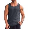 Runcati Men’s Ribbed Tank Tops Knit Sleeveless Workout T Shirt Muscle Gym Fitness Tee(Dark Grey)
