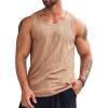 Runcati Men’s Ribbed Tank Tops Knit Sleeveless Workout T Shirt Muscle Gym Fitness Tee(Khaki)