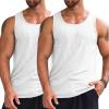 Runcati Men’s Ribbed Tank Tops Knit Sleeveless Workout T Shirt Muscle Gym Fitness Tee(White/White)