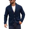 Runcati Mens Shawl Collar Cardigan Sweater Button Down Ribbed Knit Sweaters Chunky Casual Cardigan with Pockets(Navy)