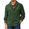 Runcati Mens Shawl Collar Cardigan Sweater Cable Knitted Button Down Sweaters Chunky Fall Winter Outwear(Army Green)