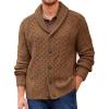 Runcati Mens Shawl Collar Cardigan Sweater Cable Knitted Button Down Sweaters Chunky Fall Winter Outwear(Brown)