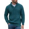 Runcati Mens Shawl Collar Sweaters Casual Cable Knit V-Neck Slim Fit Fall Winter Lightweight Pullover Sweater Knitwear(Green)