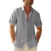 Runcati Mens Short Sleeve Guayabera Shirts Linen Cotton Button Down Mexican Embroidered Cuban Wedding Shirt Summer Beach Tops(03 Gray)