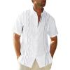 Runcati Mens Short Sleeve Guayabera Shirts Linen Cotton Button Down Mexican Embroidered Cuban Wedding Shirt Summer Beach Tops(05 White)