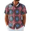 Runcati Mens Short Sleeve Shirts Button Down African Traditional Pattern Dashiki Shirt Casual Vintage Floral Hippie Tops(Army Green)