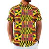 Runcati Mens Short Sleeve Shirts Button Down African Traditional Pattern Dashiki Shirt Casual Vintage Floral Hippie Tops(Yellow Green)