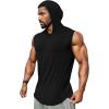 Runcati Mens Sleeveless Hoodies Workout Hooded Tank Tops Muscle Gym Bodybuilding Fitness Training T Shirts(Black)