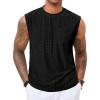 Runcati Mens Sleeveless Tank Tops Casual Hollow Out Knit T Shirts Beach Summer Hippie Tops with Pocket(Black)
