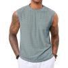 Runcati Mens Sleeveless Tank Tops Casual Hollow Out Knit T Shirts Beach Summer Hippie Tops with Pocket(Grey)