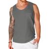 Runcati Men’s Sleeveless Tank Tops Crewneck Workout Gym Cotton Muscle Pocket T Shirt(Dark Grey)
