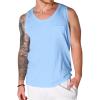 Runcati Men’s Sleeveless Tank Tops Crewneck Workout Gym Cotton Muscle Pocket T Shirt(Light Blue)