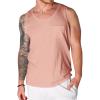 Runcati Men’s Sleeveless Tank Tops Crewneck Workout Gym Cotton Muscle Pocket T Shirt(Pink)
