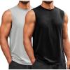 Runcati Mens Sleeveless Tank Tops Workout Athletic Muscle Shirt Casual Summer Beach T Shirts(Black/Light Gray)