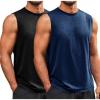 Runcati Mens Sleeveless Tank Tops Workout Athletic Muscle Shirt Casual Summer Beach T Shirts(Black/Navy)