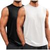 Runcati Mens Sleeveless Tank Tops Workout Athletic Muscle Shirt Casual Summer Beach T Shirts(Black/White)