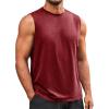Runcati Mens Sleeveless Tank Tops Workout Athletic Muscle Shirt Casual Summer Beach T Shirts(Wine Red)