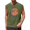 Runcati Mens Sleeveless Tank Tops Workout Gym Muscle Shirts Palm Tree Vintage Hawaiian Summer Beach T Shirts(Army Green)
